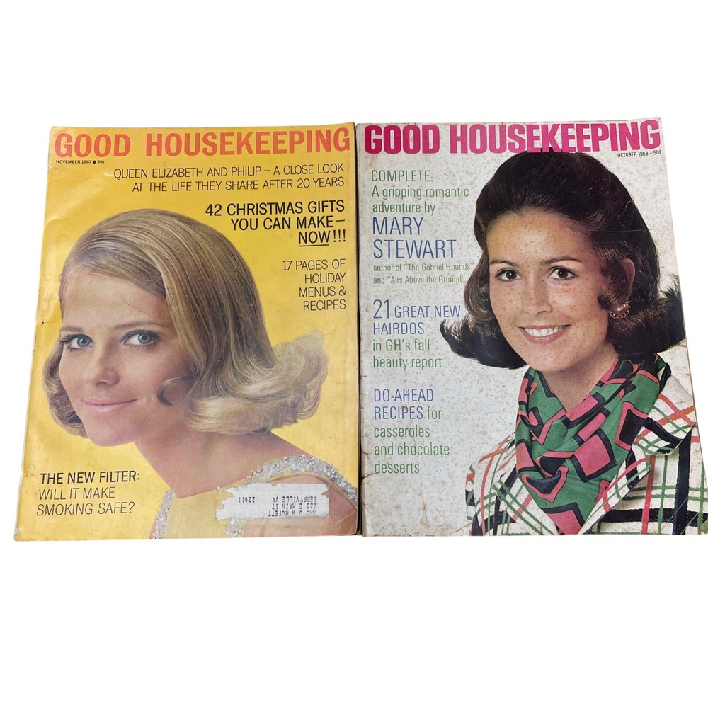 Vintage Good Housekeeping Magazine Lot Nov 1967 Oct 1968 60s Fashion Decor
